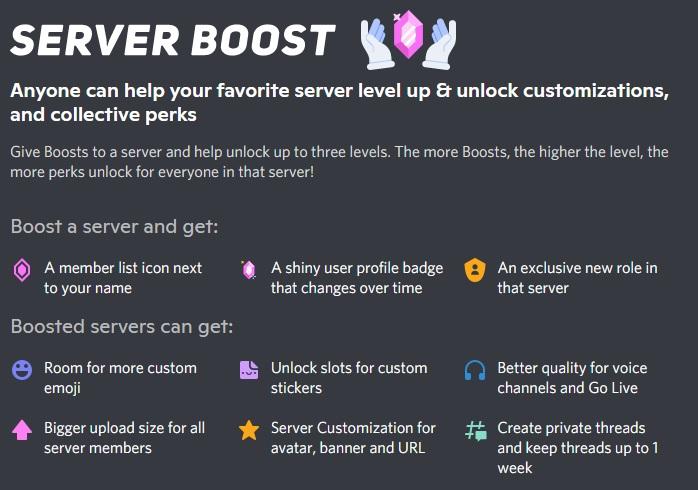 Discord Server Boost Details