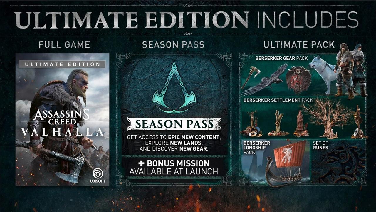 Assassin's Creed Valhalla Ultimate Edition Includes